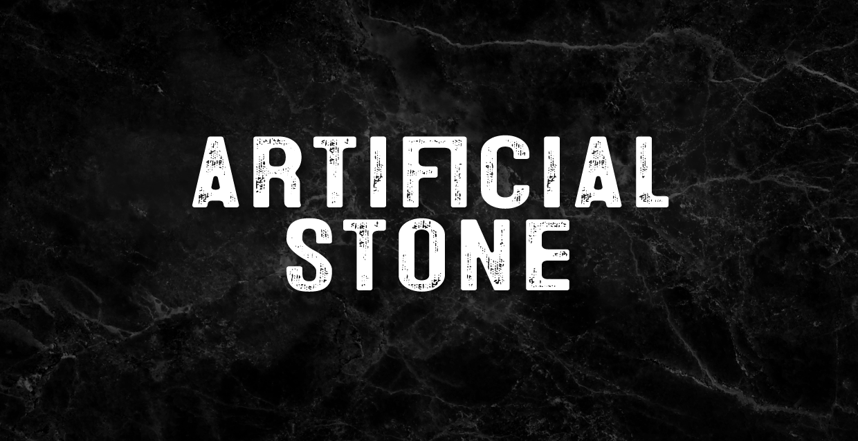 Artificial Stone logo on black marble background