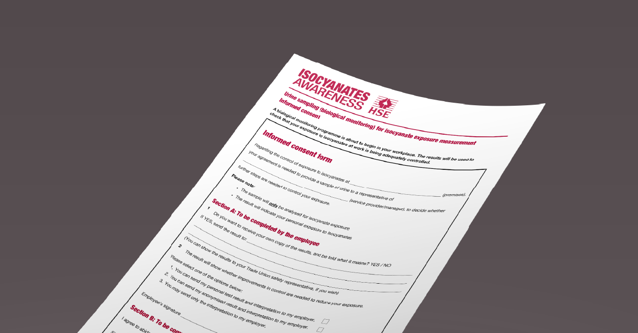 Worker consent form for isocyanate biological monitoring (urine testing)