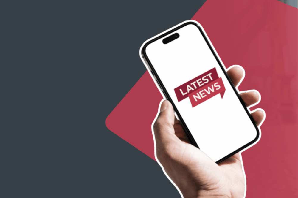 Mobile phone showing "Latest News"