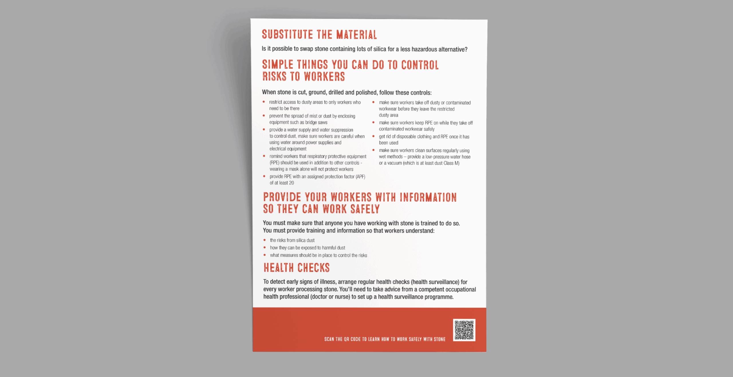 Engineered stone manager leaflet